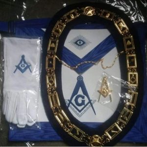 BLUE LODGE MASTER MASON MASONIC APRON AND CHAIN COLLAR